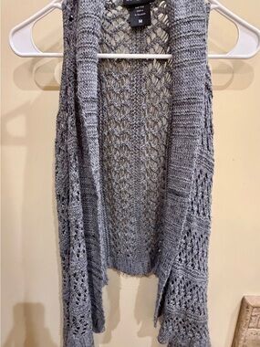 It's Our Time Open-Knit Light Gray Women's Cardigan